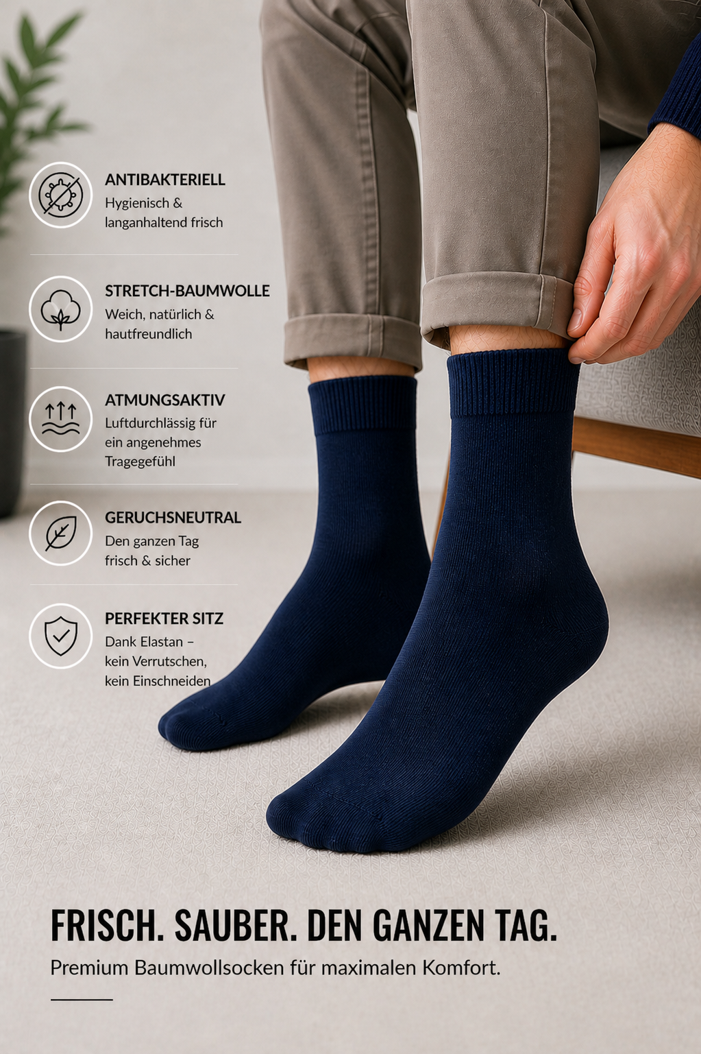 Porto nahtlose Socken, 6er-Pack Marineblau