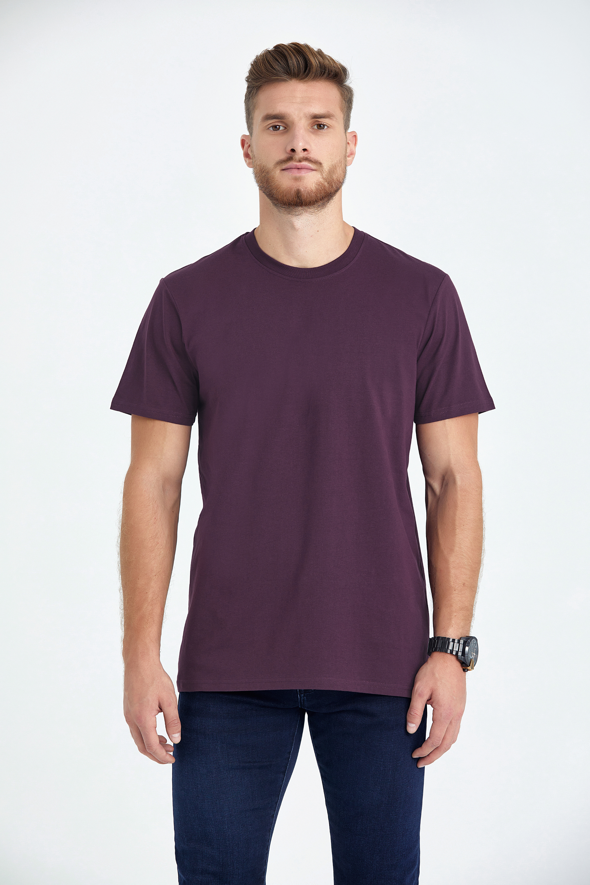 round neck regular fit long t-shirt bordeaux