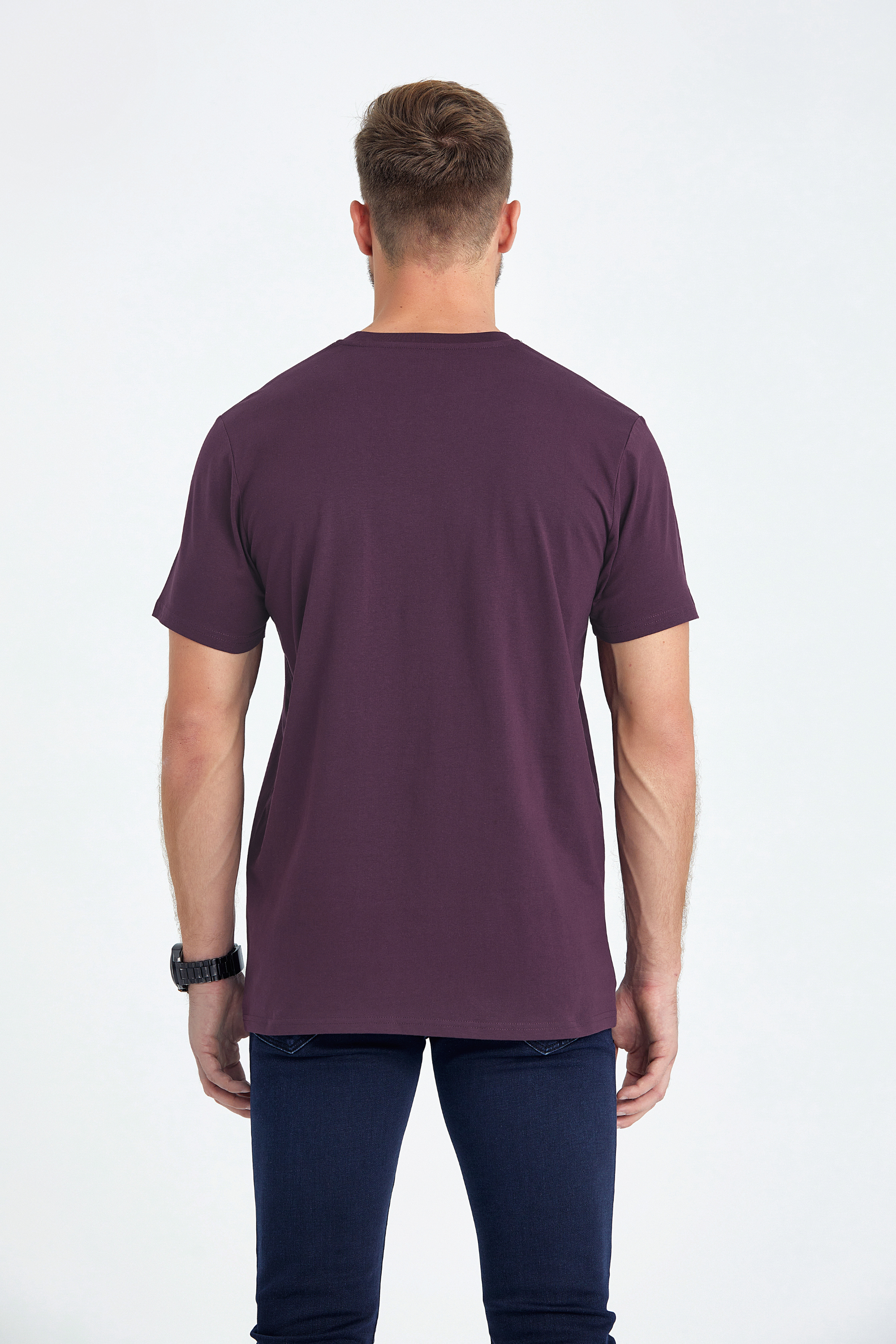 round neck regular fit long t-shirt bordeaux