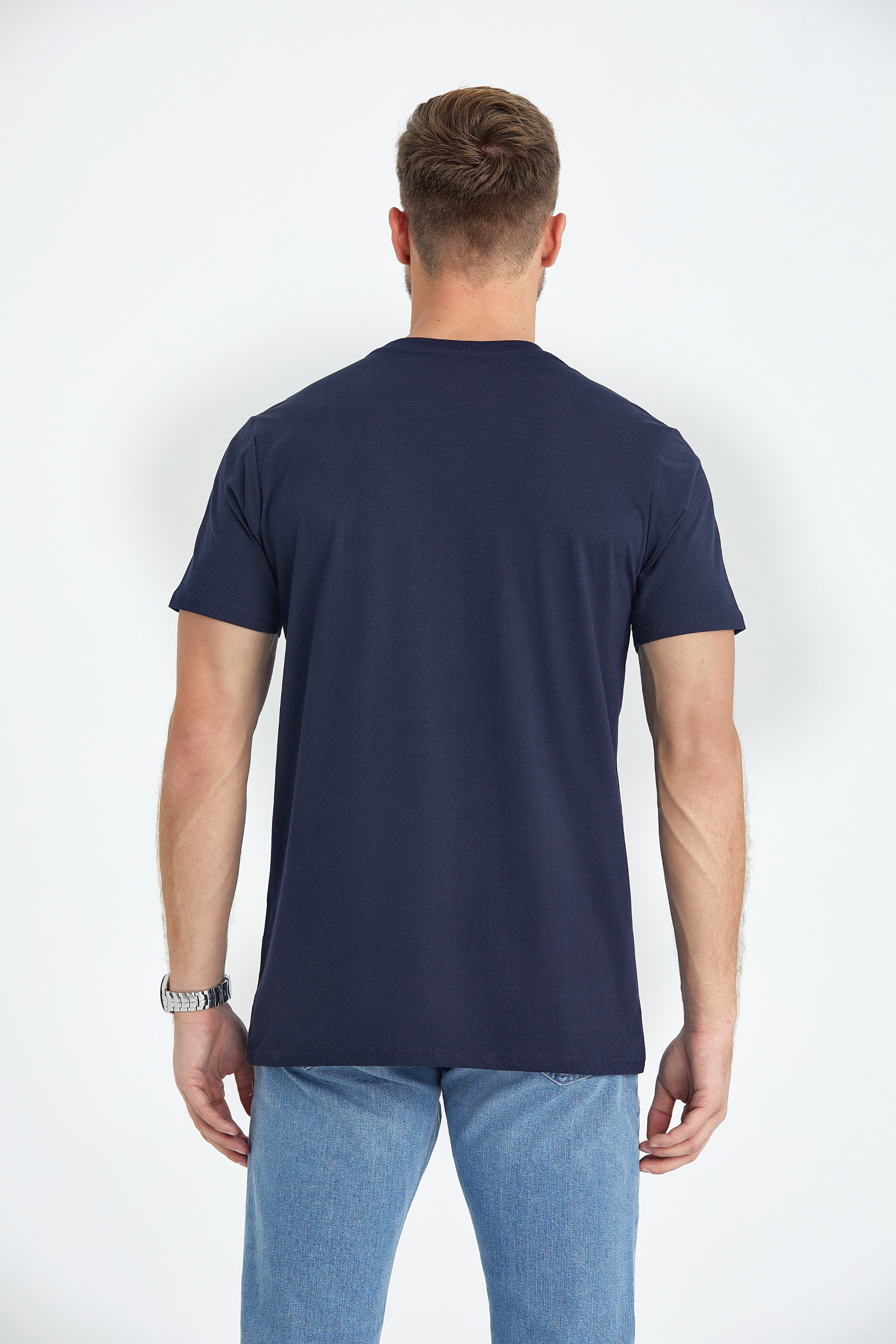 round neck regular fit long t-shirt navy