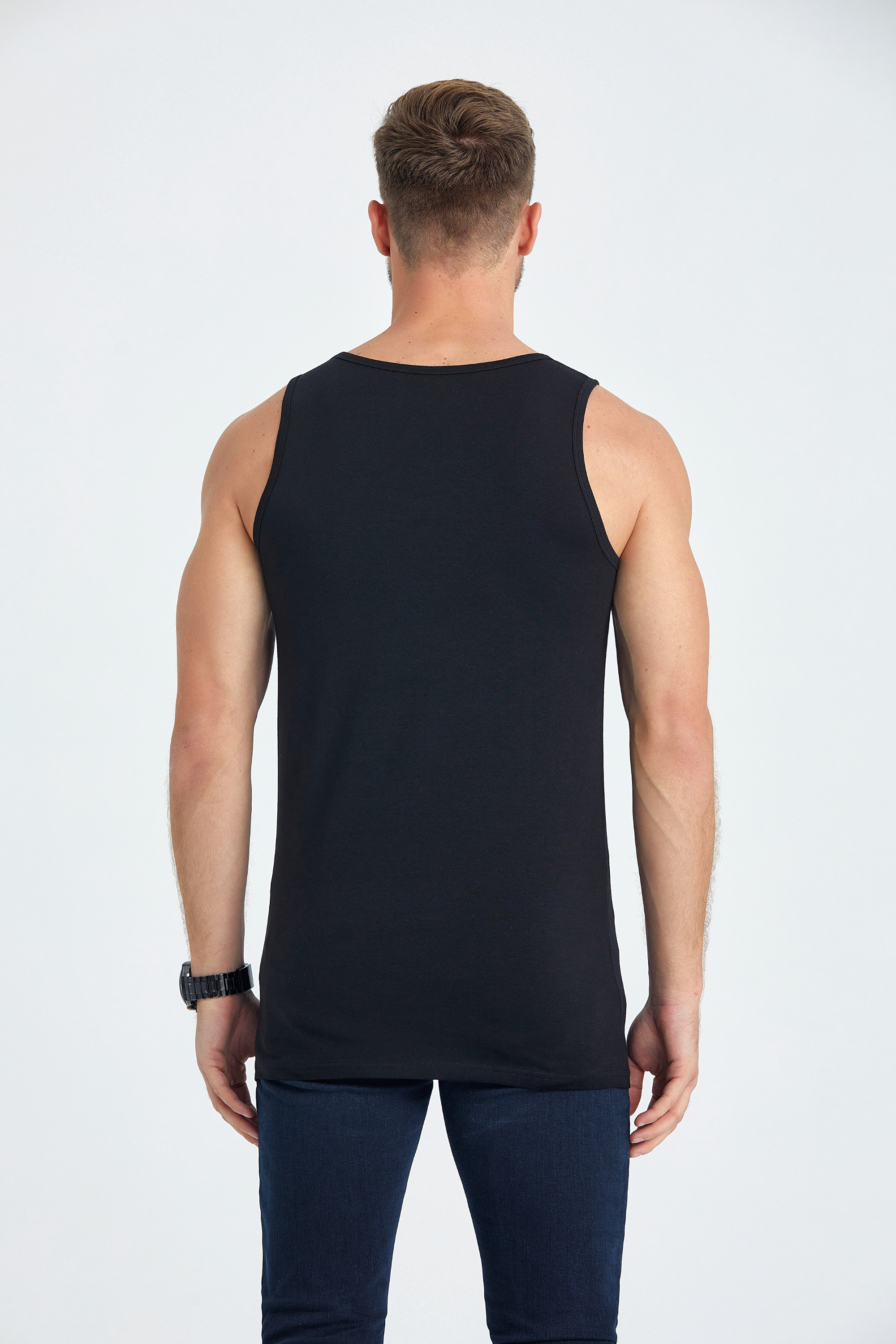 singlet slim long fit undershirt black