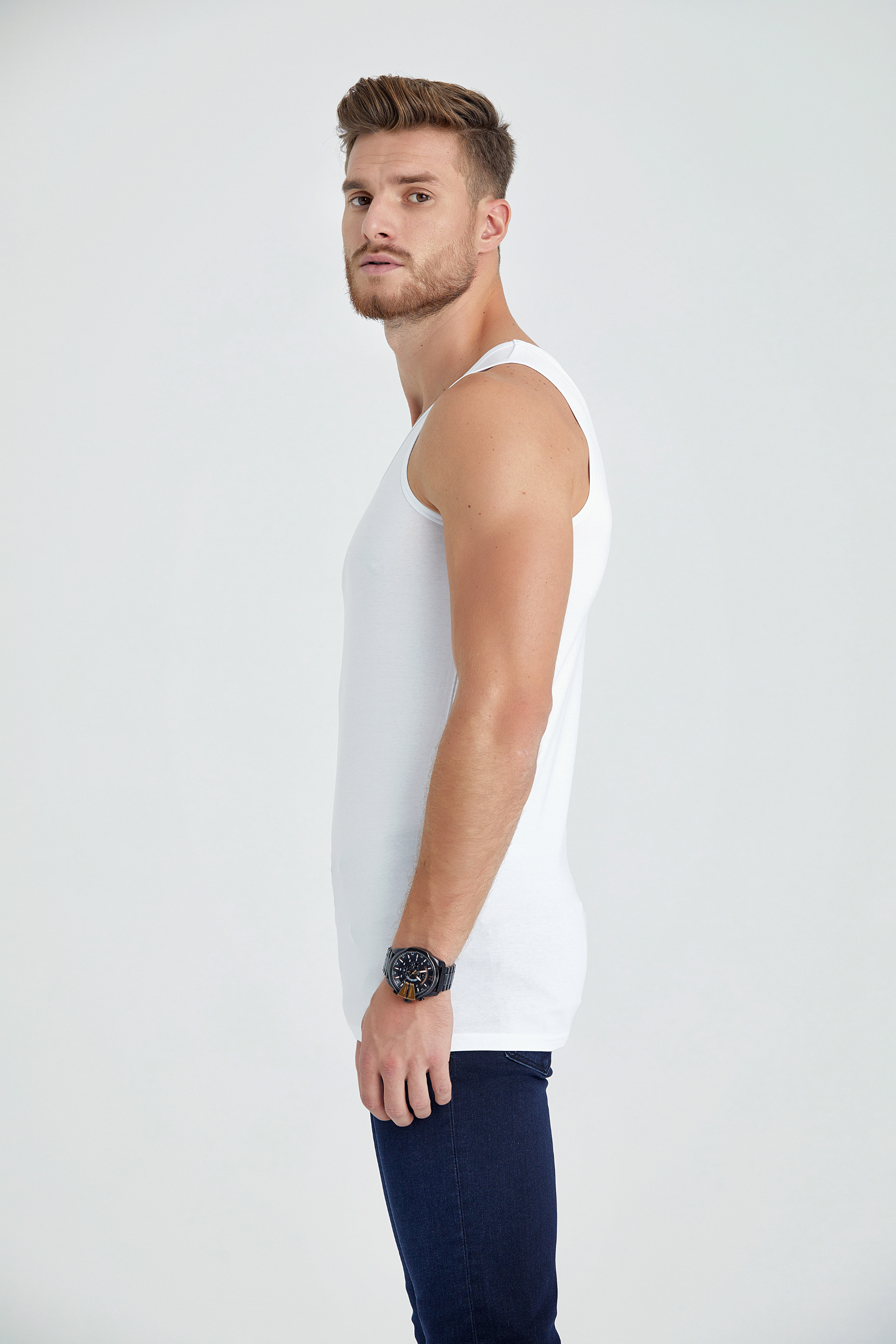 singlet slim long fit undershirt white