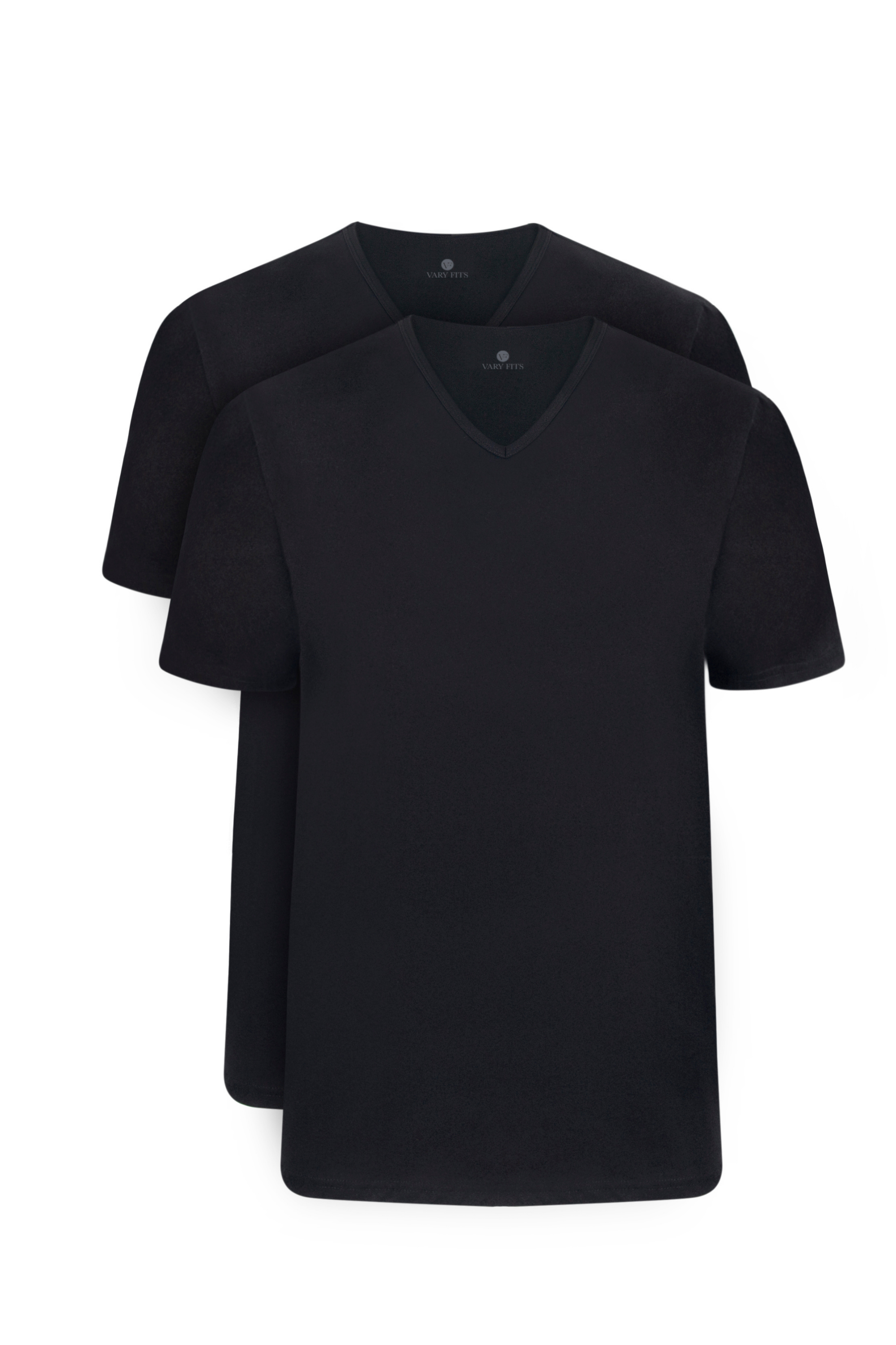 v neck slim fit long t-shirt black