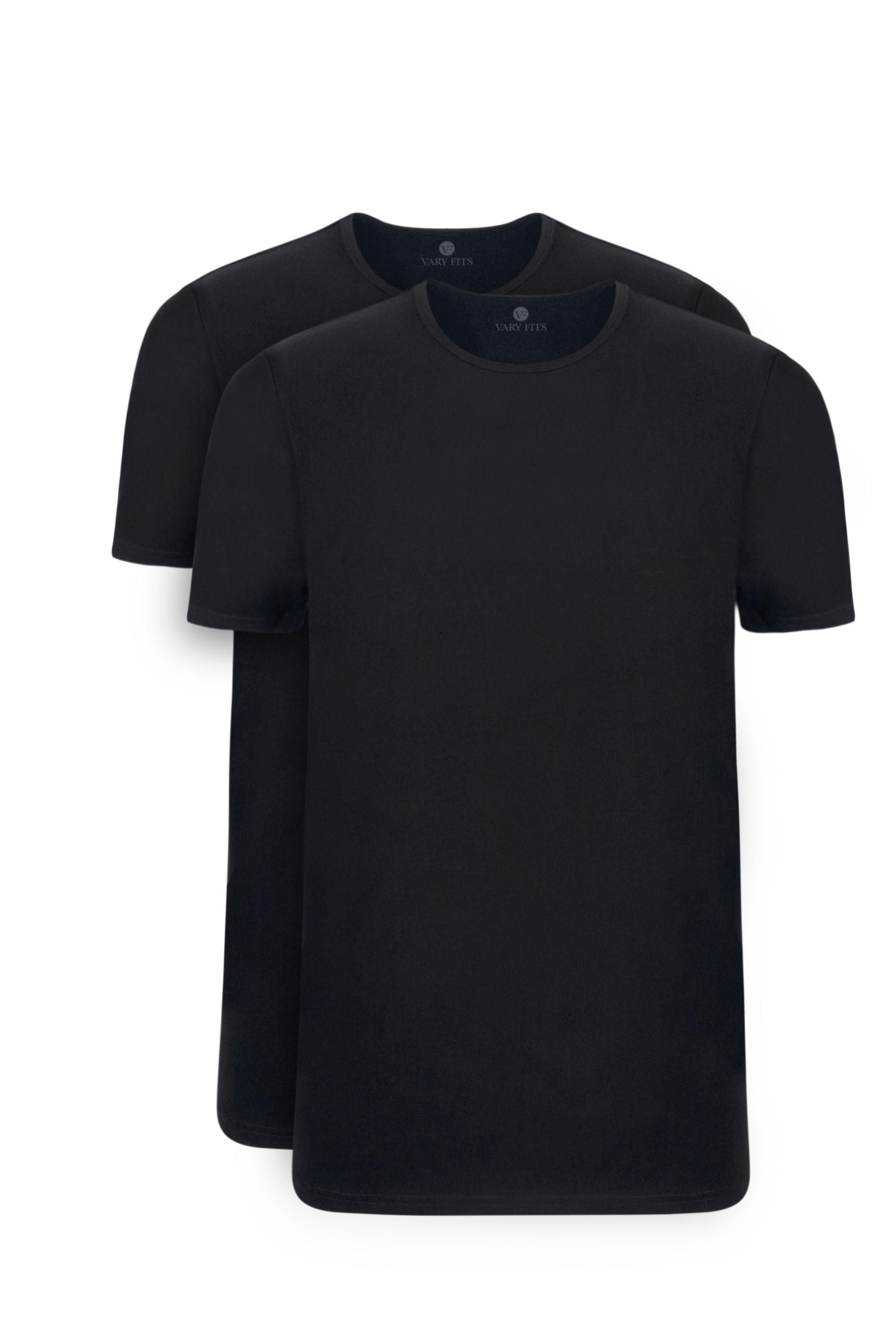 round neck slim fit long t-shirt black