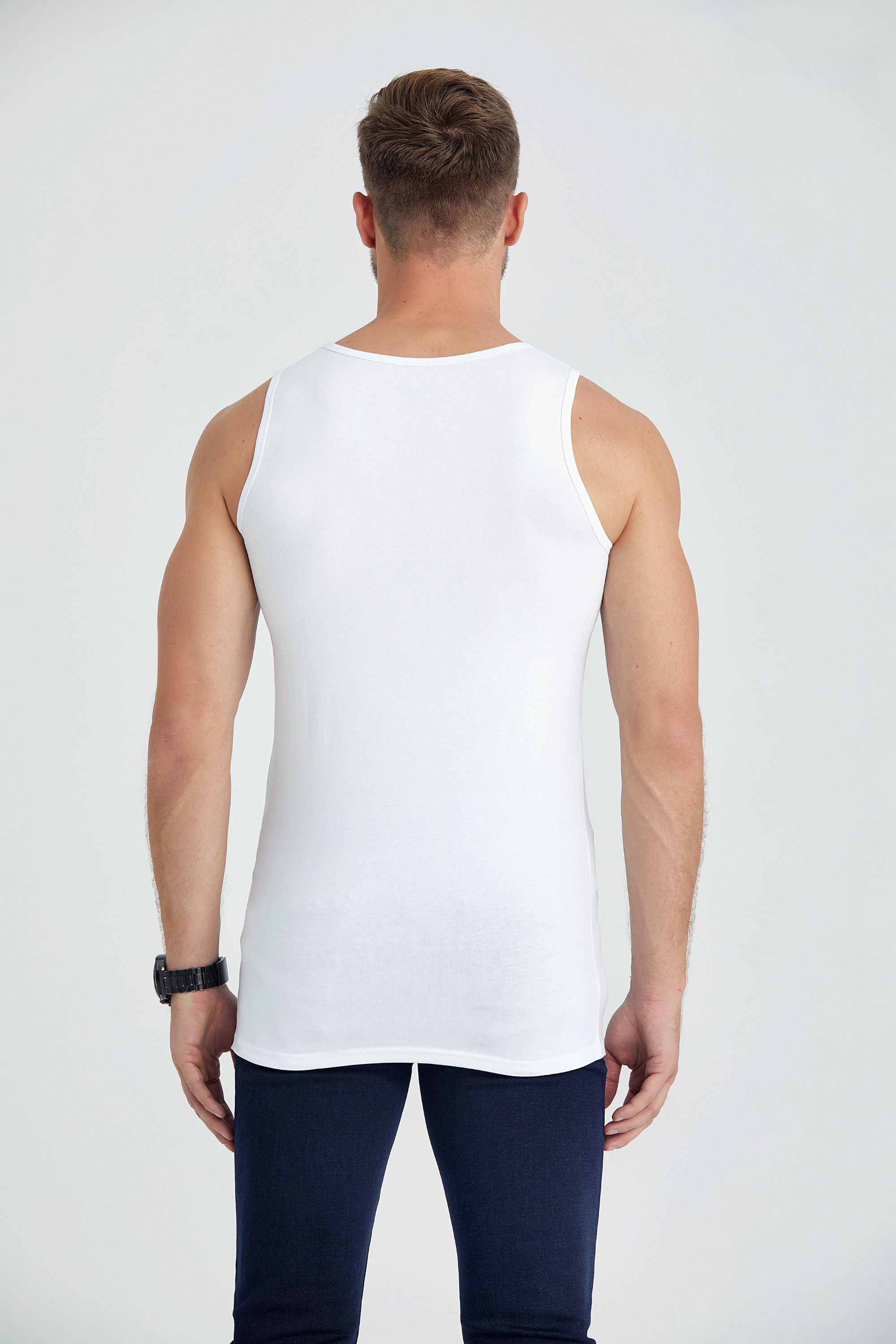 singlet slim long fit undershirt white