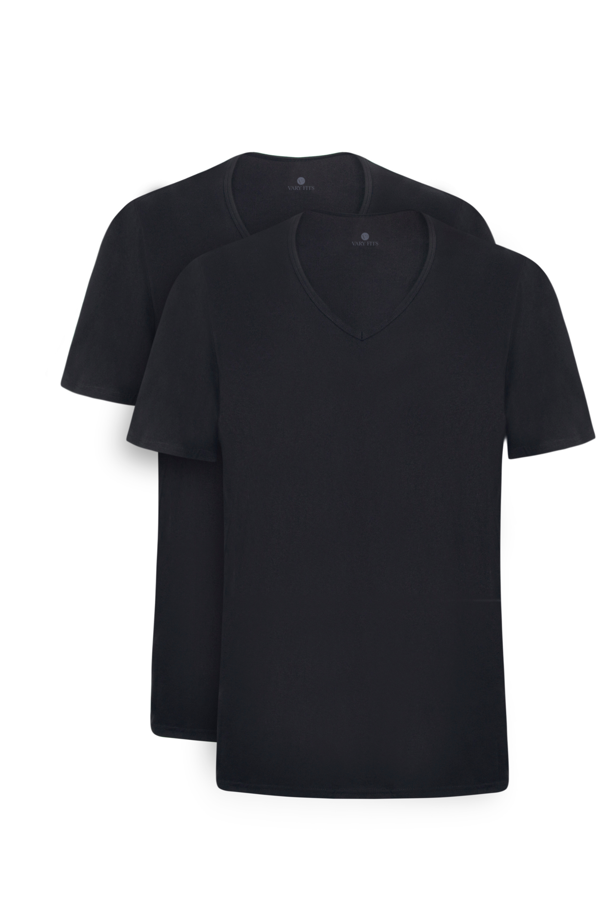 v neck slim fit long t-shirt black
